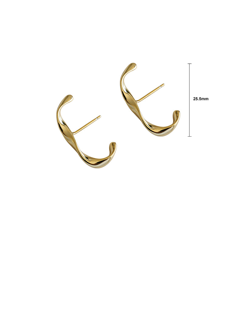 925 Sterling Silver Plated Gold Simple Temperament C-shaped Mobius Stud Earrings