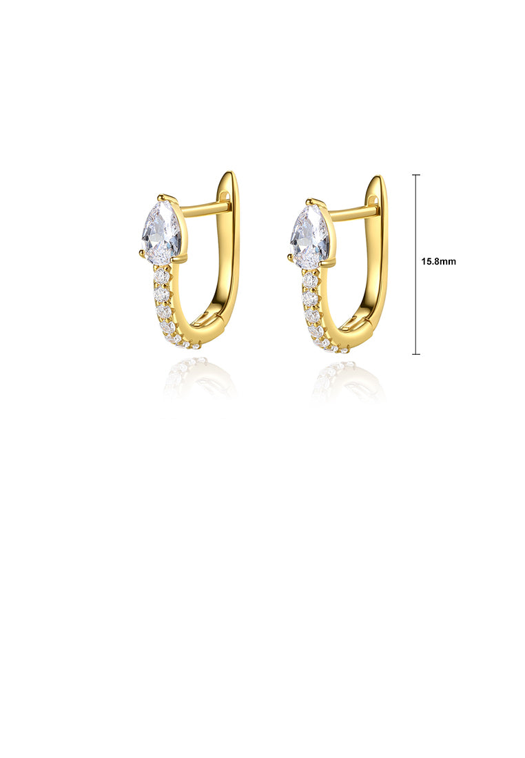925 Sterling Silver Plated Gold Simple Temperament Geometric Earrings with Cubic Zirconia - Luxurious Look