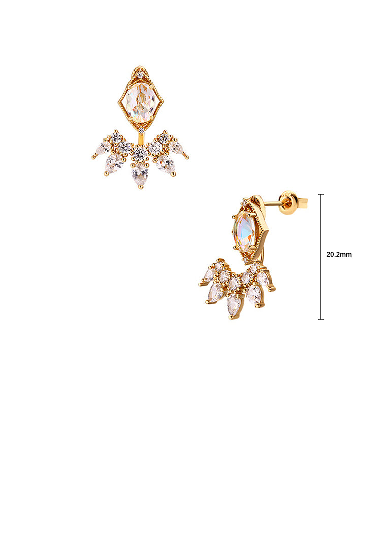 925 Sterling Silver Plated Gold Simple Temperament Geometric Stud Earrings with Cubic Zirconia - Luxurious Look