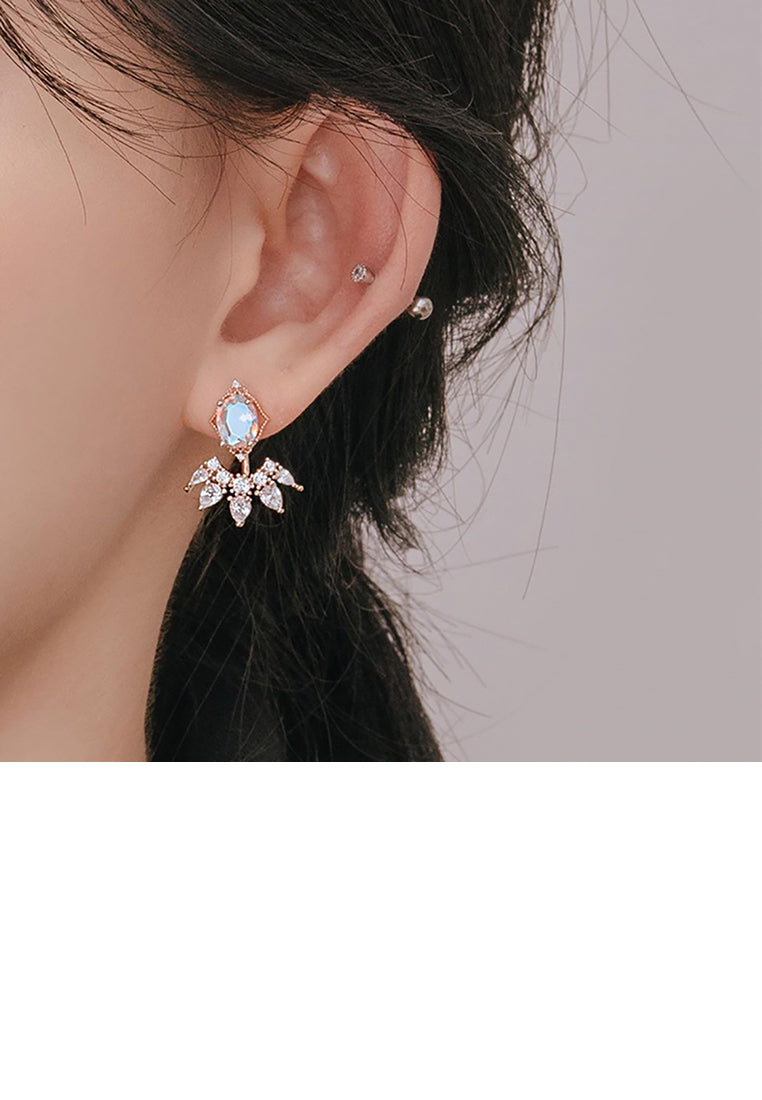 925 Sterling Silver Plated Gold Simple Temperament Geometric Stud Earrings with Cubic Zirconia - Luxurious Look