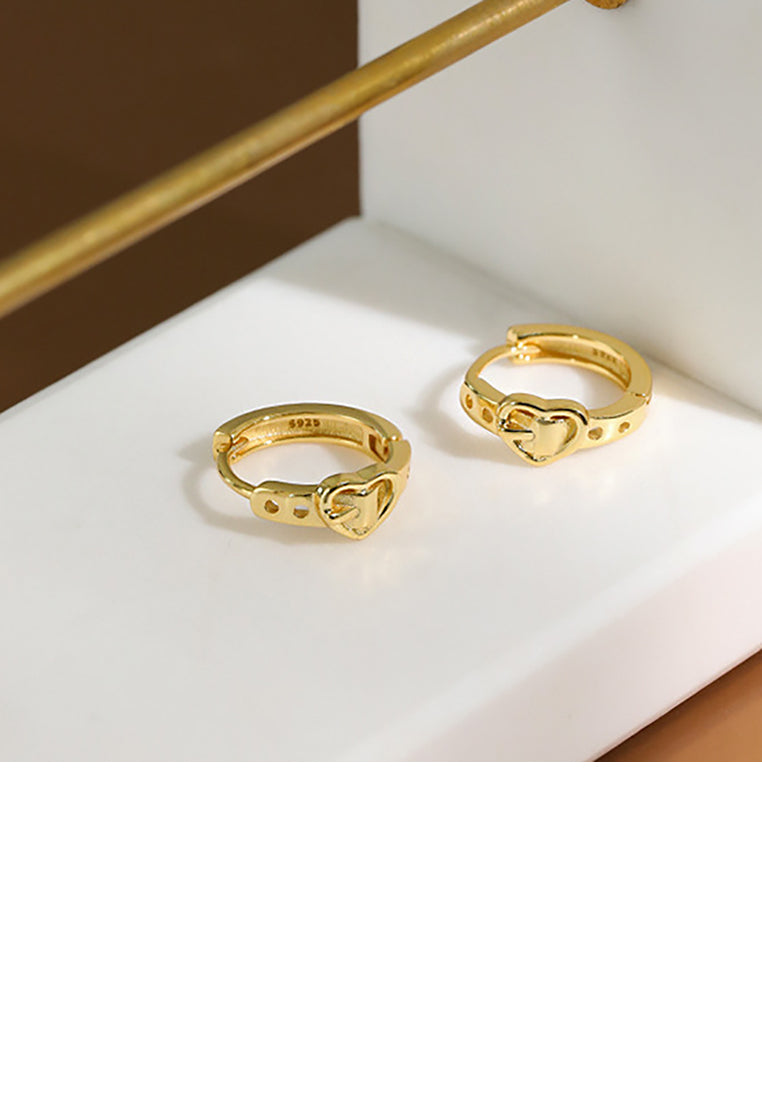 925 Sterling Silver Plated Gold Simple Creative Belt Heart-shaped Stud Earrings