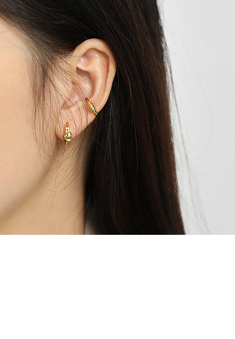 925 Sterling Silver Plated Gold Simple Creative Belt Heart-shaped Stud Earrings