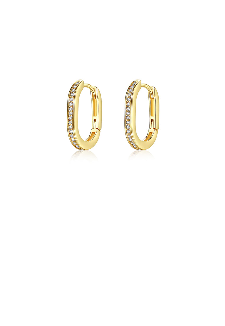 Simple Fashion Plated Gold Geometric Circle Stud Earrings with Cubic Zirconia - Luxurious Look