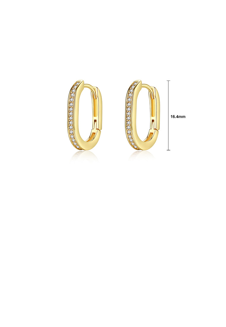 Simple Fashion Plated Gold Geometric Circle Stud Earrings with Cubic Zirconia - Luxurious Look