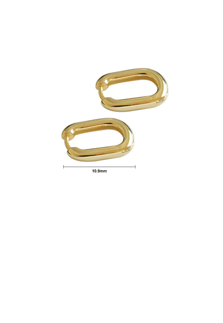 925 Sterling Silver Plated Gold Simple and Fashion Hollow Square Geometric Stud Earrings