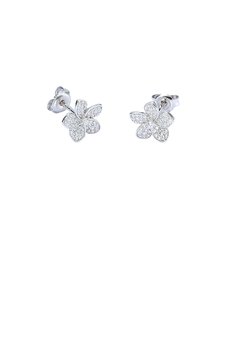 925 Sterling Silver Fashion Bright Flower Stud Earrings with Cubic Zirconia - Luxurious Look
