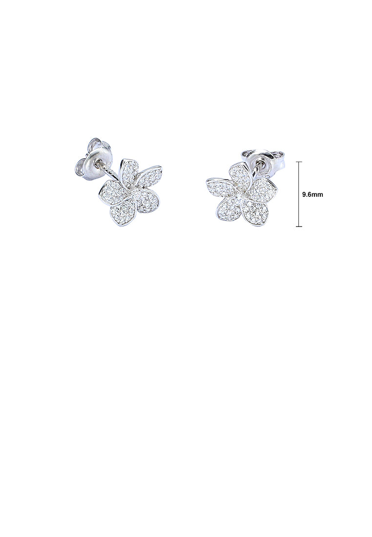 925 Sterling Silver Fashion Bright Flower Stud Earrings with Cubic Zirconia - Luxurious Look