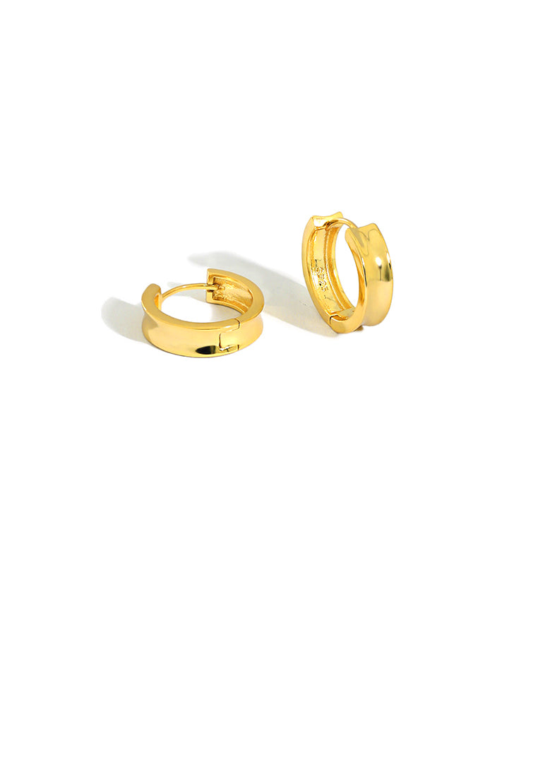 925 Sterling Silver Plated Gold Simple Fashion Geometric Circle Glossy Stud Earrings