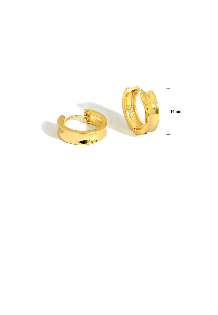 925 Sterling Silver Plated Gold Simple Fashion Geometric Circle Glossy Stud Earrings