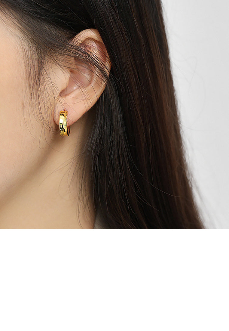 925 Sterling Silver Plated Gold Simple Fashion Geometric Circle Glossy Stud Earrings