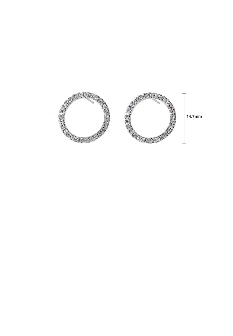 925 Sterling Silver Simple Temperament Hollow Geometric Circle Stud Earrings with Cubic Zirconia - Luxurious Look