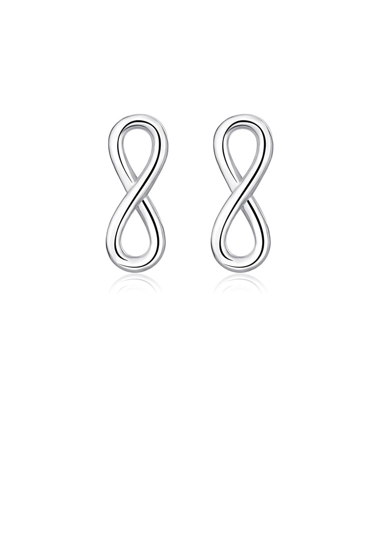 925 Sterling Silver Simple Fashion Infinity Symbol Stud Earrings