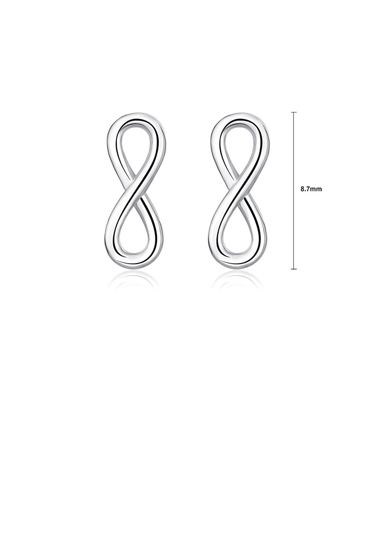 925 Sterling Silver Simple Fashion Infinity Symbol Stud Earrings