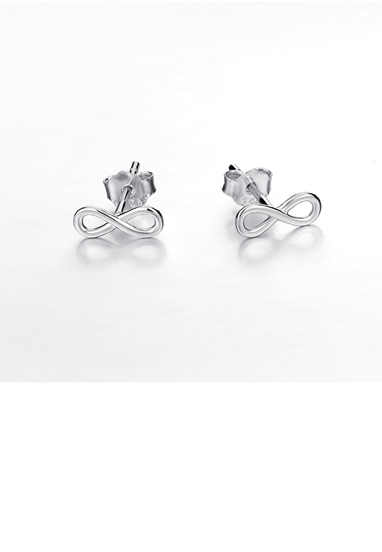 925 Sterling Silver Simple Fashion Infinity Symbol Stud Earrings
