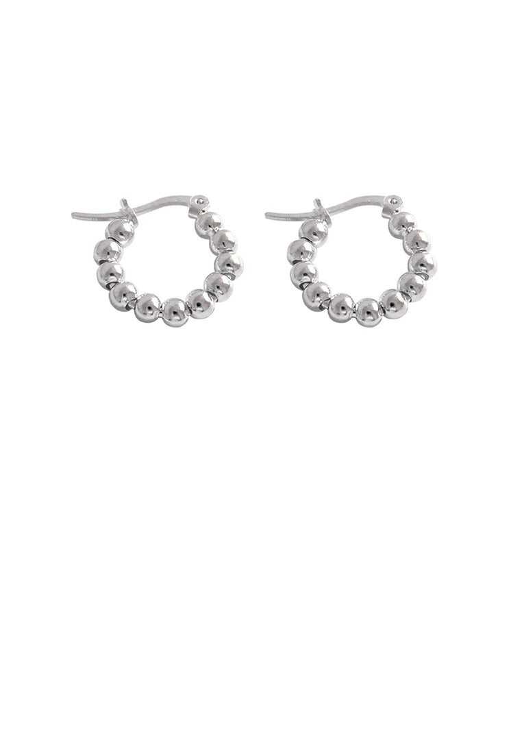 925 Sterling Silver Fashion Simple Geometric Round Bead Stud Earrings