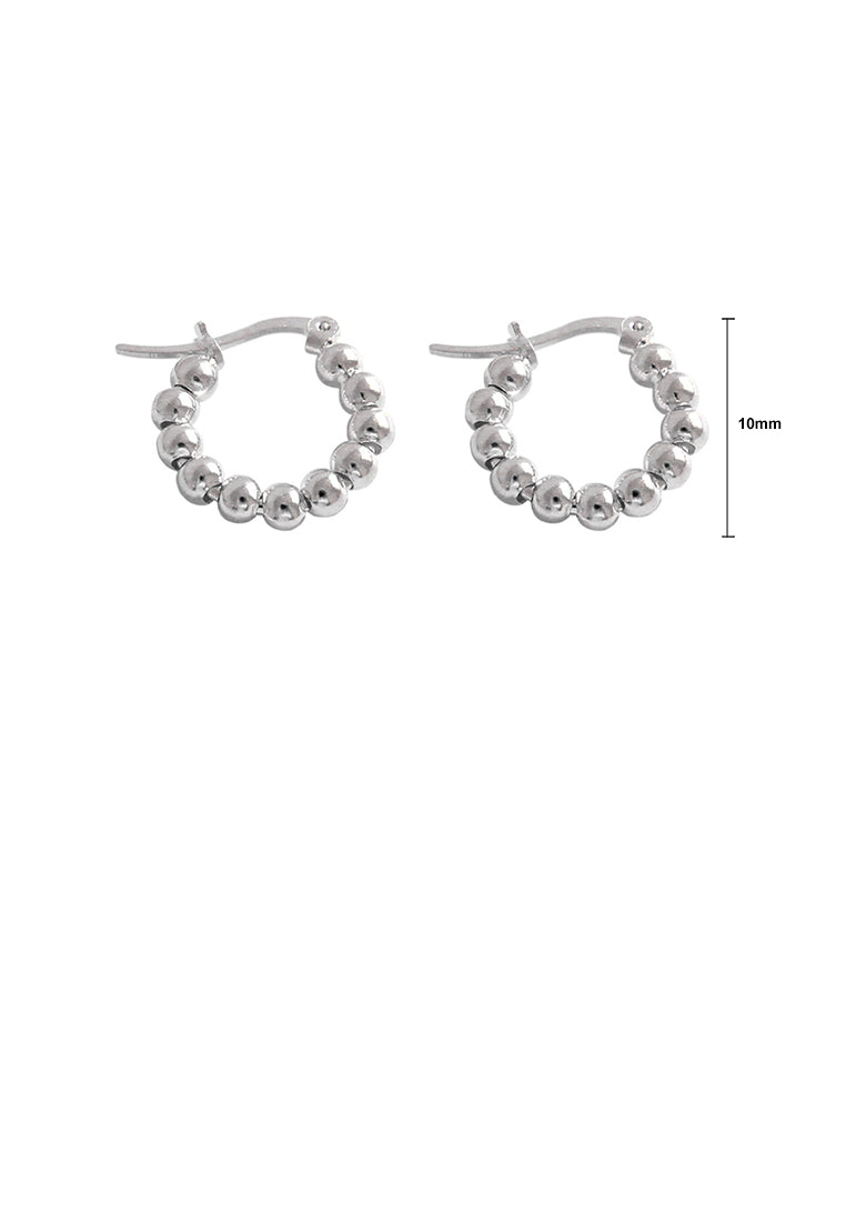 925 Sterling Silver Fashion Simple Geometric Round Bead Stud Earrings