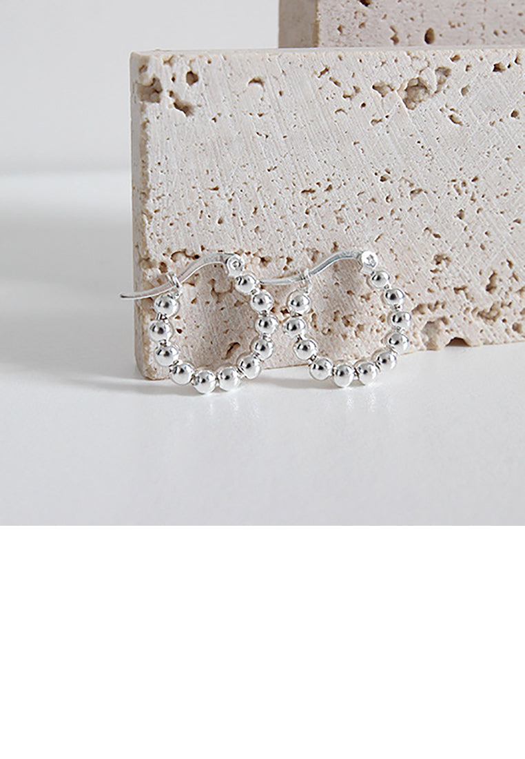 925 Sterling Silver Fashion Simple Geometric Round Bead Stud Earrings