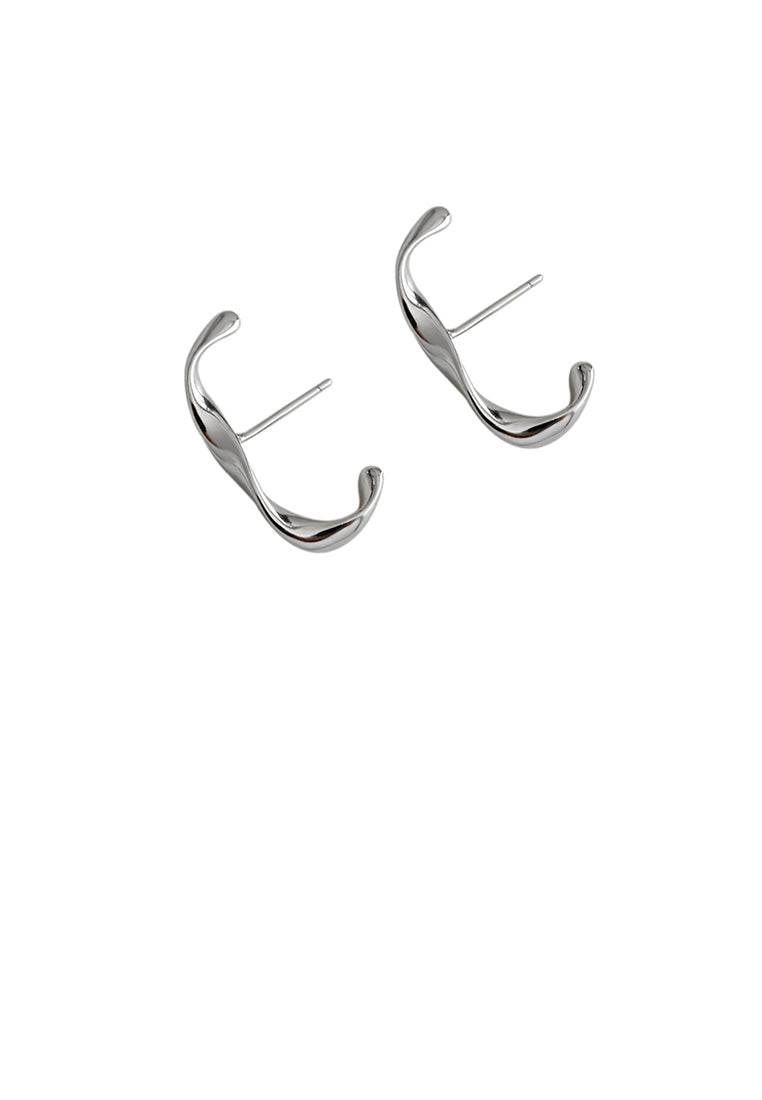 925 Sterling Silver Simple Temperament C-shaped Mobius Stud Earrings