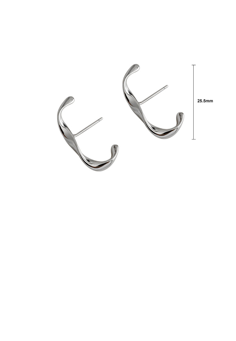 925 Sterling Silver Simple Temperament C-shaped Mobius Stud Earrings
