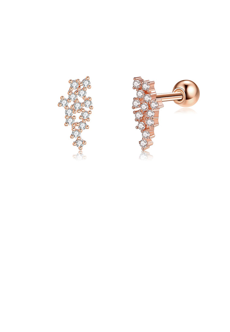 925 Sterling Silver Plated Rose Gold Simple Fashion Geometric Stud Earrings with Cubic Zirconia - Luxurious Look