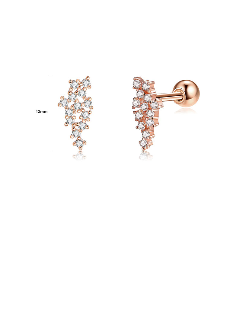 925 Sterling Silver Plated Rose Gold Simple Fashion Geometric Stud Earrings with Cubic Zirconia - Luxurious Look