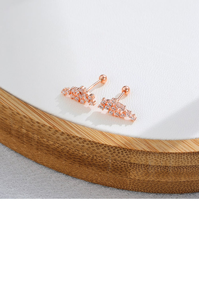 925 Sterling Silver Plated Rose Gold Simple Fashion Geometric Stud Earrings with Cubic Zirconia - Luxurious Look