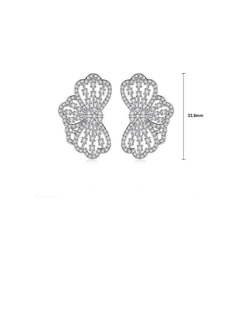 Fashion Bright Hollow Flower Geometric Stud Earrings with Cubic Zirconia - Luxurious Look