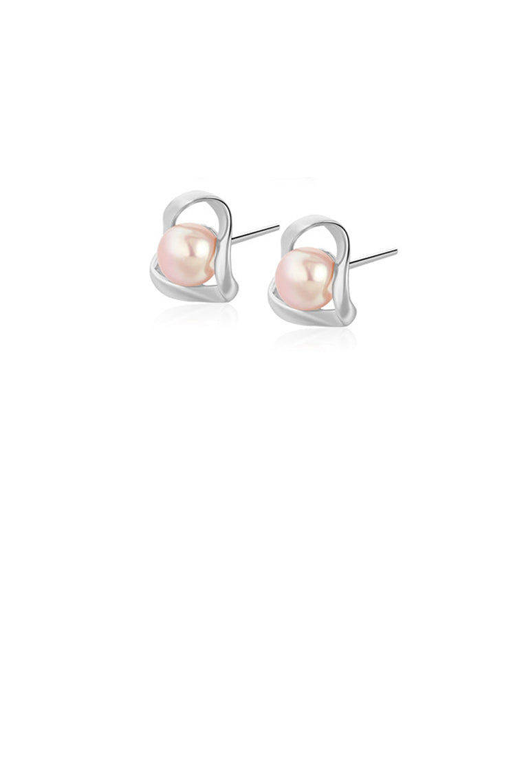 925 Sterling Silver Fashion Simple Geometric Purple Freshwater Pearl Stud Earrings - Luxurious Look