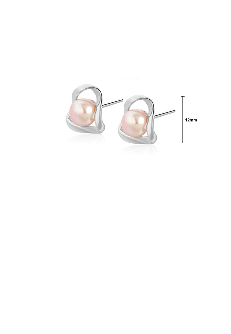 925 Sterling Silver Fashion Simple Geometric Purple Freshwater Pearl Stud Earrings - Luxurious Look