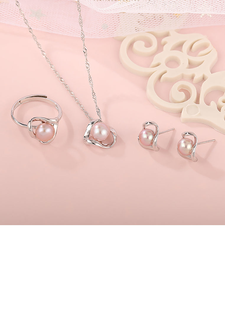 925 Sterling Silver Fashion Simple Geometric Purple Freshwater Pearl Stud Earrings - Luxurious Look