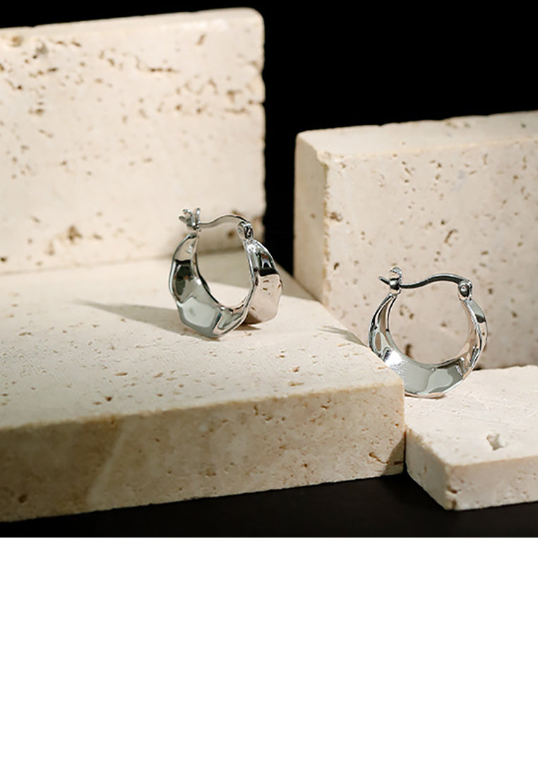 925 Sterling Silver Simple Fashion Irregular Concave Convex Geometry Earrings