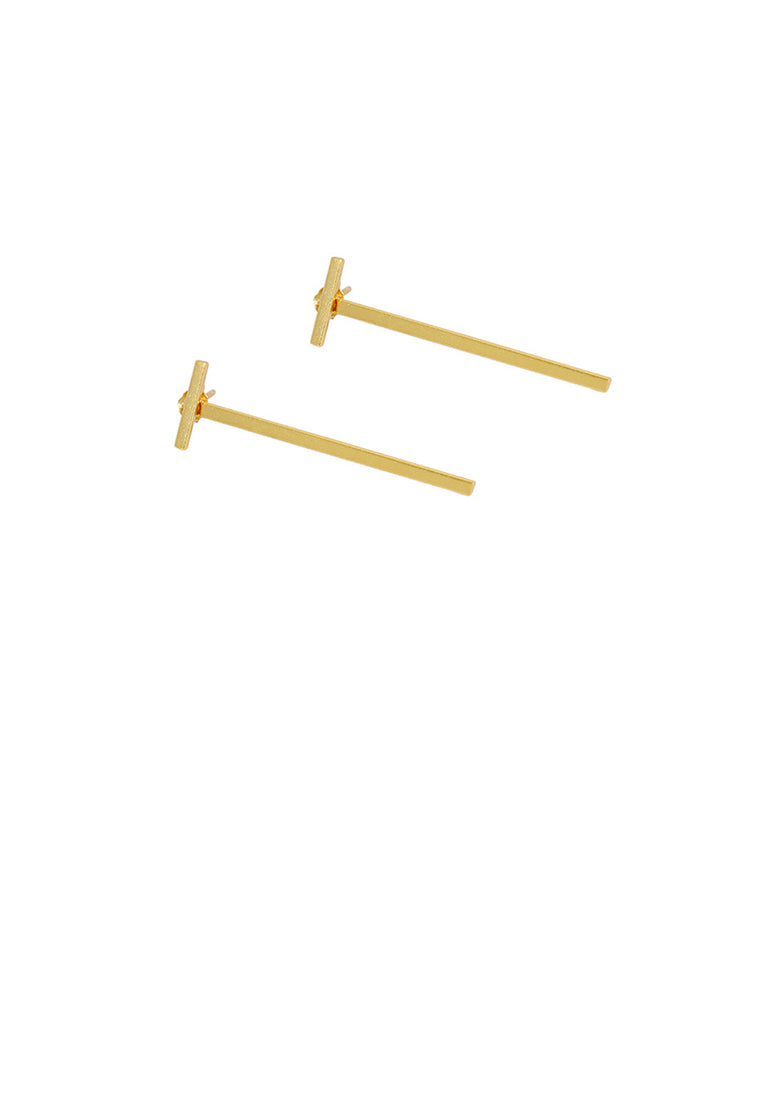 925 Sterling Silver Plated Gold Simple Fashion T-shaped Geometric Stud Earrings