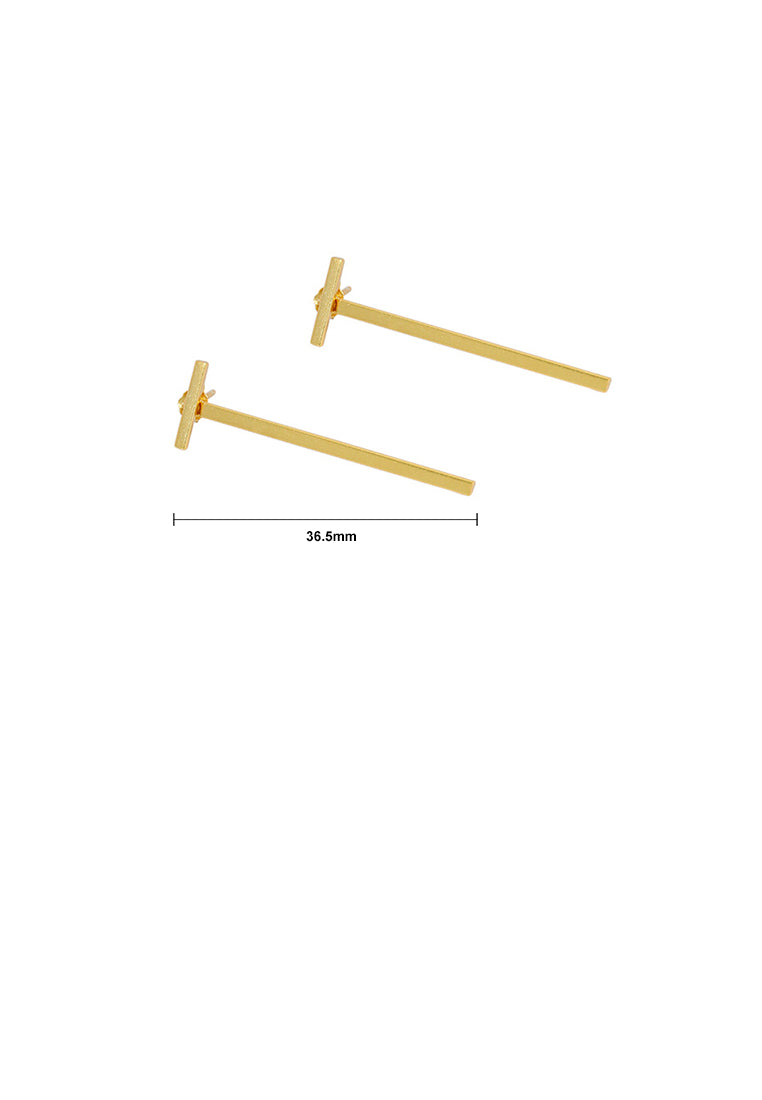 925 Sterling Silver Plated Gold Simple Fashion T-shaped Geometric Stud Earrings