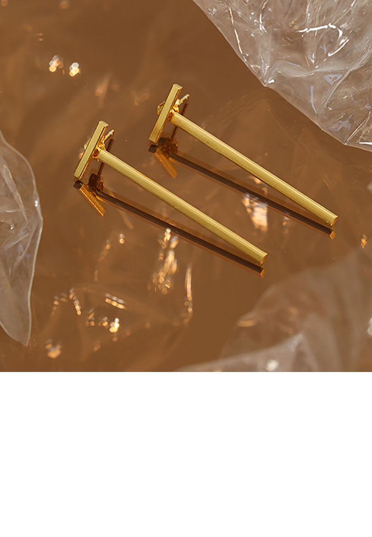 925 Sterling Silver Plated Gold Simple Fashion T-shaped Geometric Stud Earrings