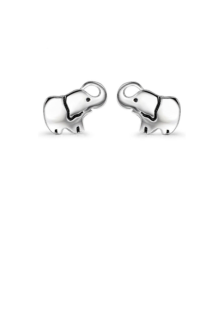 925 Sterling Silver Simple Cute Elephant Stud Earrings