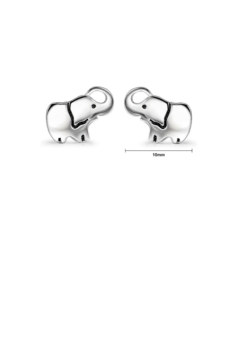 925 Sterling Silver Simple Cute Elephant Stud Earrings