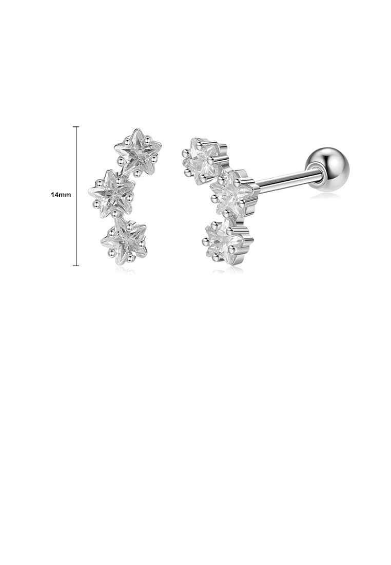 925 Sterling Silver Fashion Simple Star Stud Earrings with Cubic Zirconia - Luxurious Look