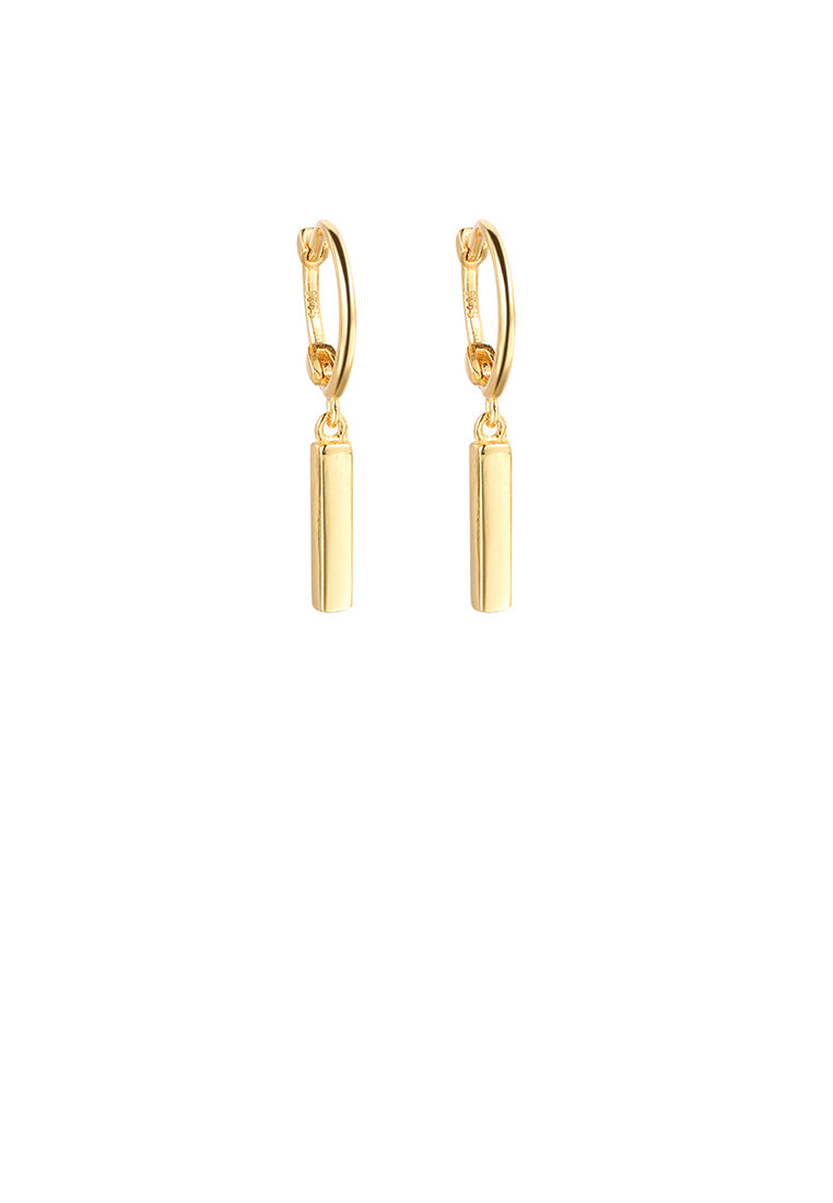 925 Sterling Silver Plated Gold Simple Fashion Geometric Bar Earrings