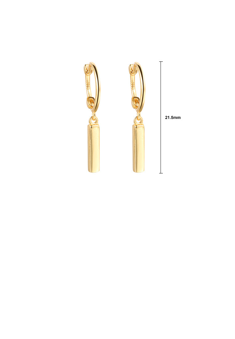 925 Sterling Silver Plated Gold Simple Fashion Geometric Bar Earrings
