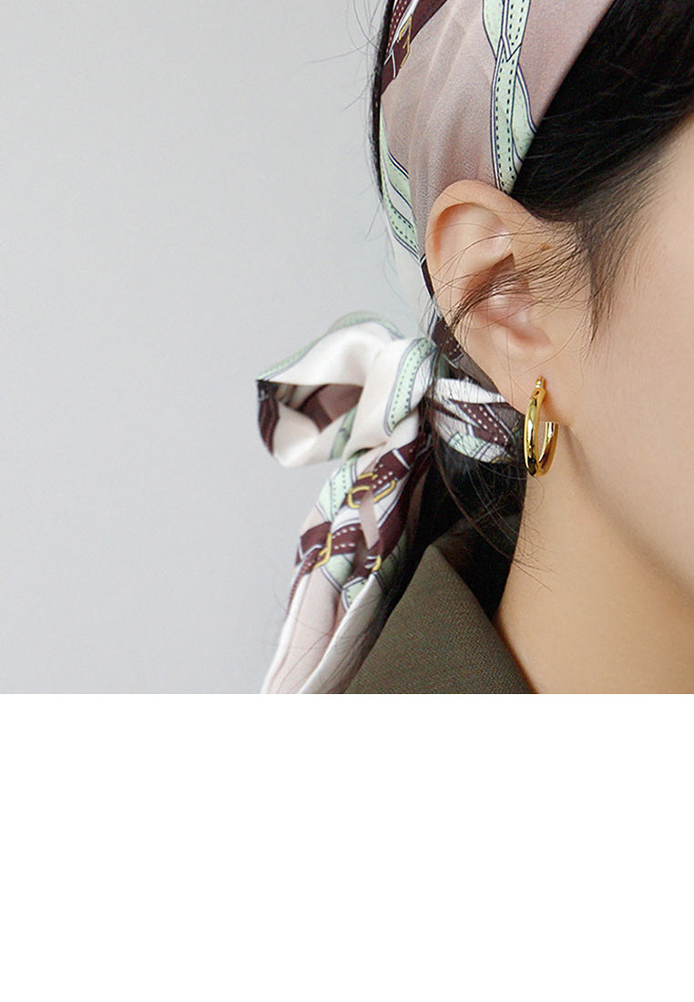 925 Sterling Silver Plated Gold Simple and Fashion Hollow Geometric Round Stud Earrings