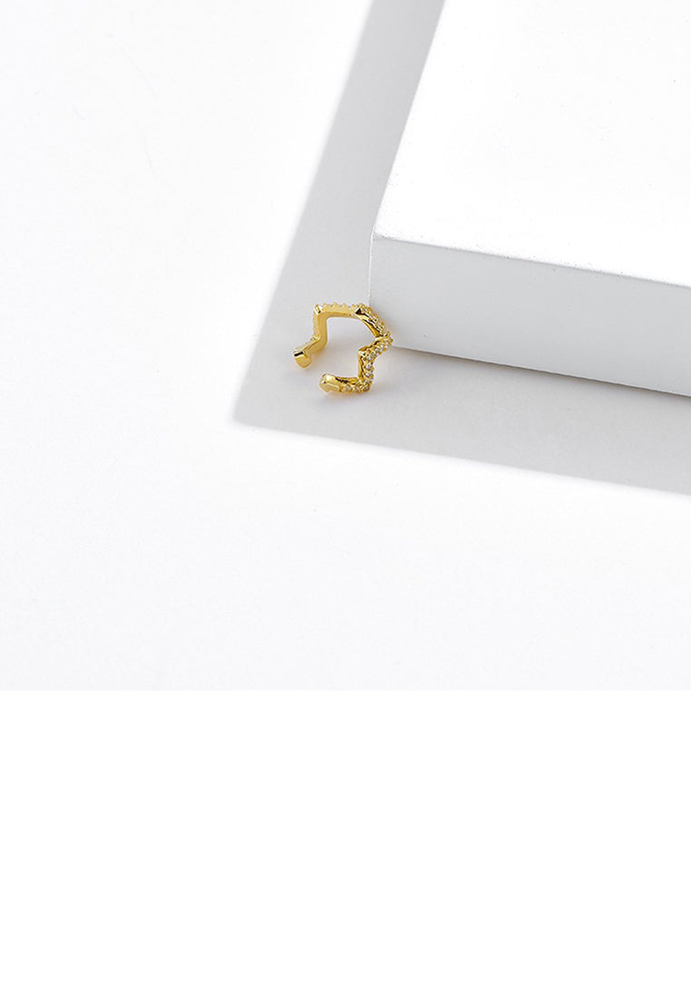 925 Sterling Silver Plated Gold Simple Personality Geometric Ear Clip with Cubic Zirconia - Luxurious Look