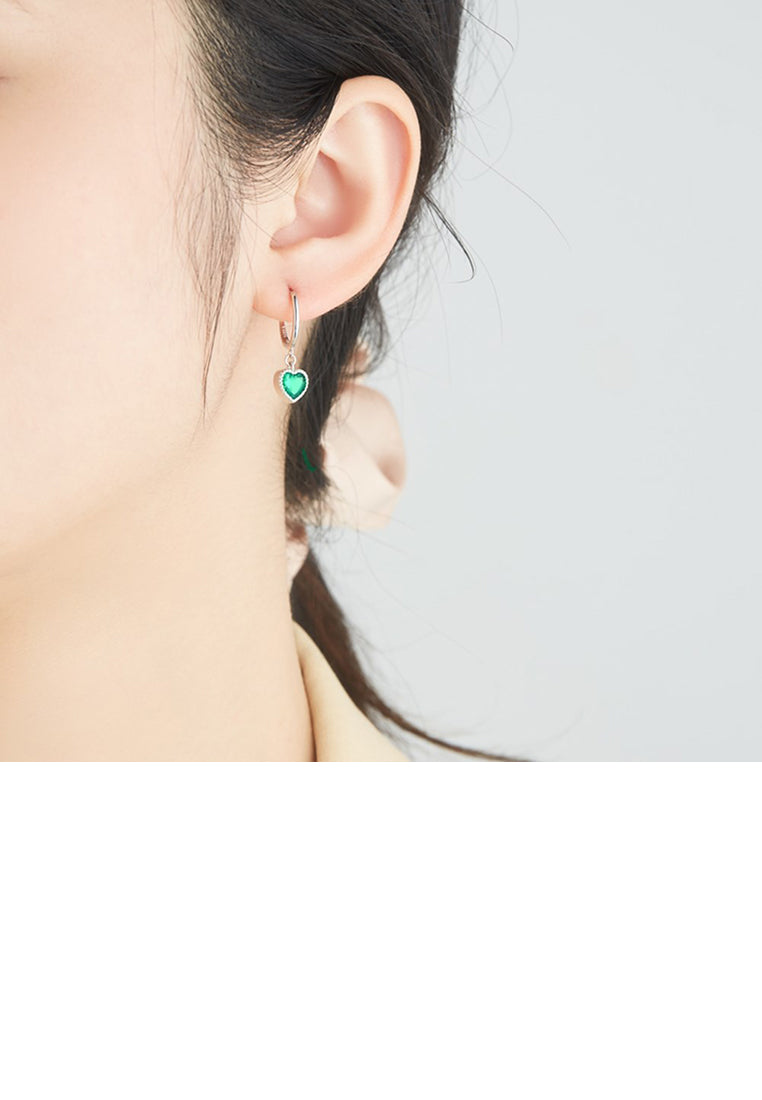 925 Sterling Silver Fashion Creative Heart-shaped Snake Asymmetric Earrings with Cubic Zirconia - Luxurious Look