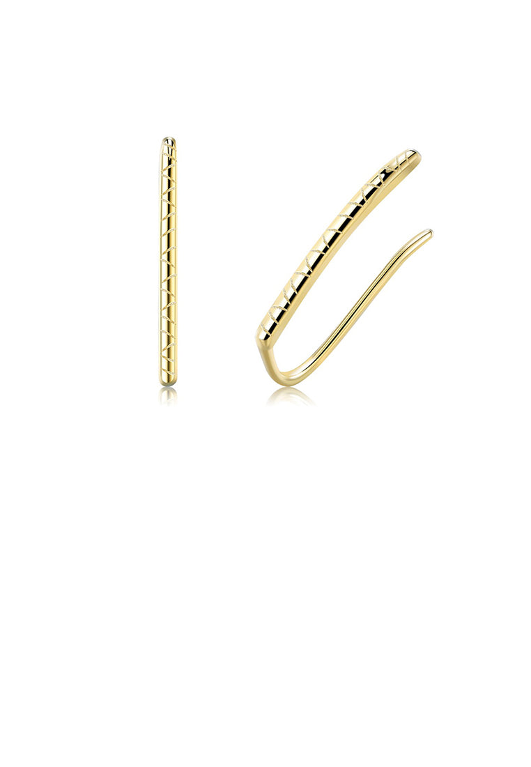 925 Sterling Silver Plated Gold Simple Fashion Texture Geometric Earrings