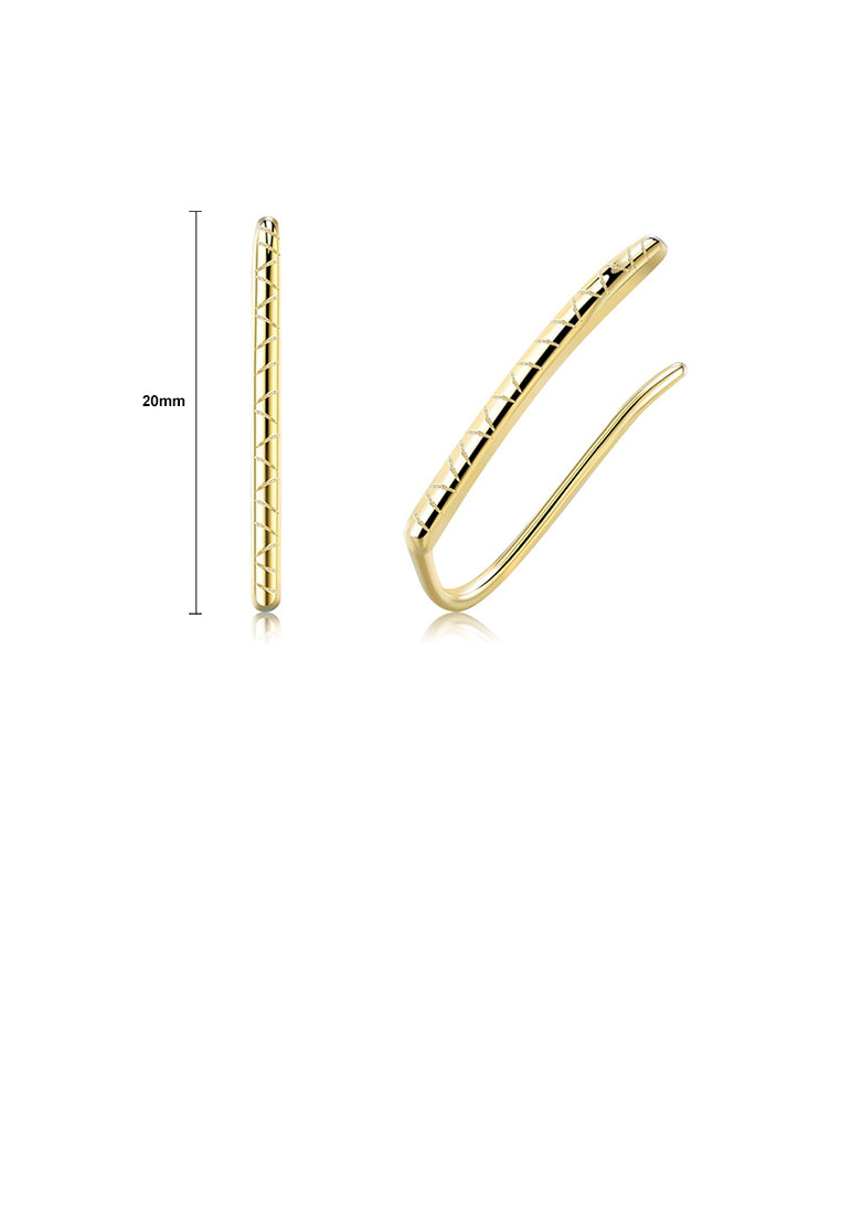 925 Sterling Silver Plated Gold Simple Fashion Texture Geometric Earrings