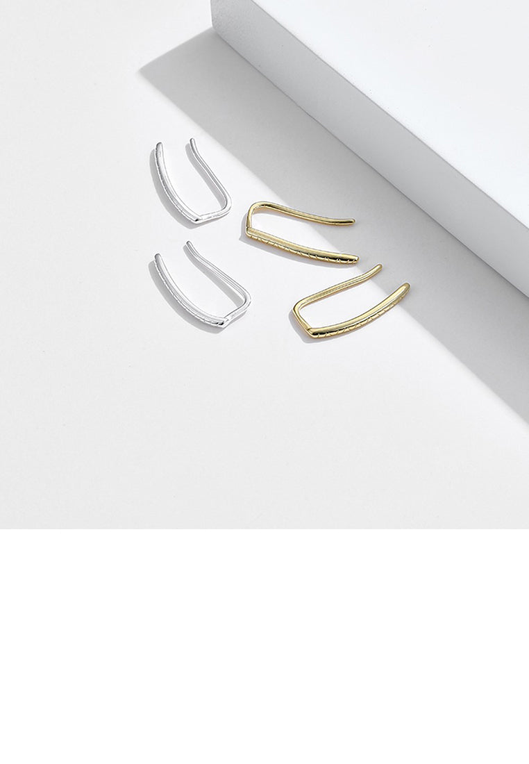 925 Sterling Silver Plated Gold Simple Fashion Texture Geometric Earrings