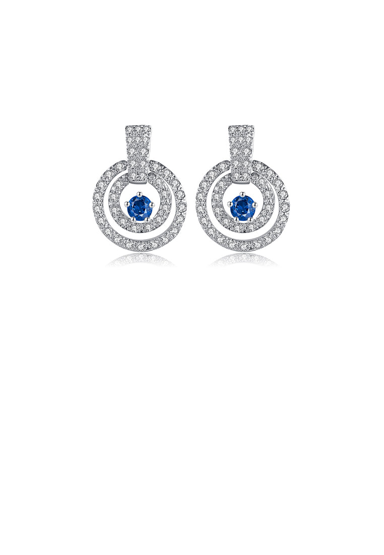 Fashion Geometric Circle Earrings with Blue Cubic Zirconia - Luxurious Look