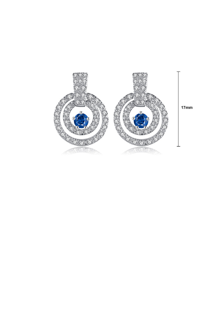 Fashion Geometric Circle Earrings with Blue Cubic Zirconia - Luxurious Look
