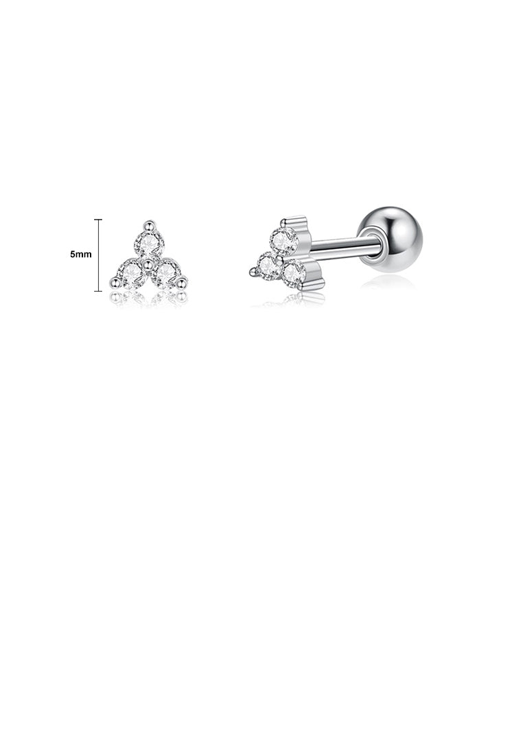 925 Sterling Silver Simple Cute Geometric Triangle Stud Earrings with Cubic Zirconia - Luxurious Look