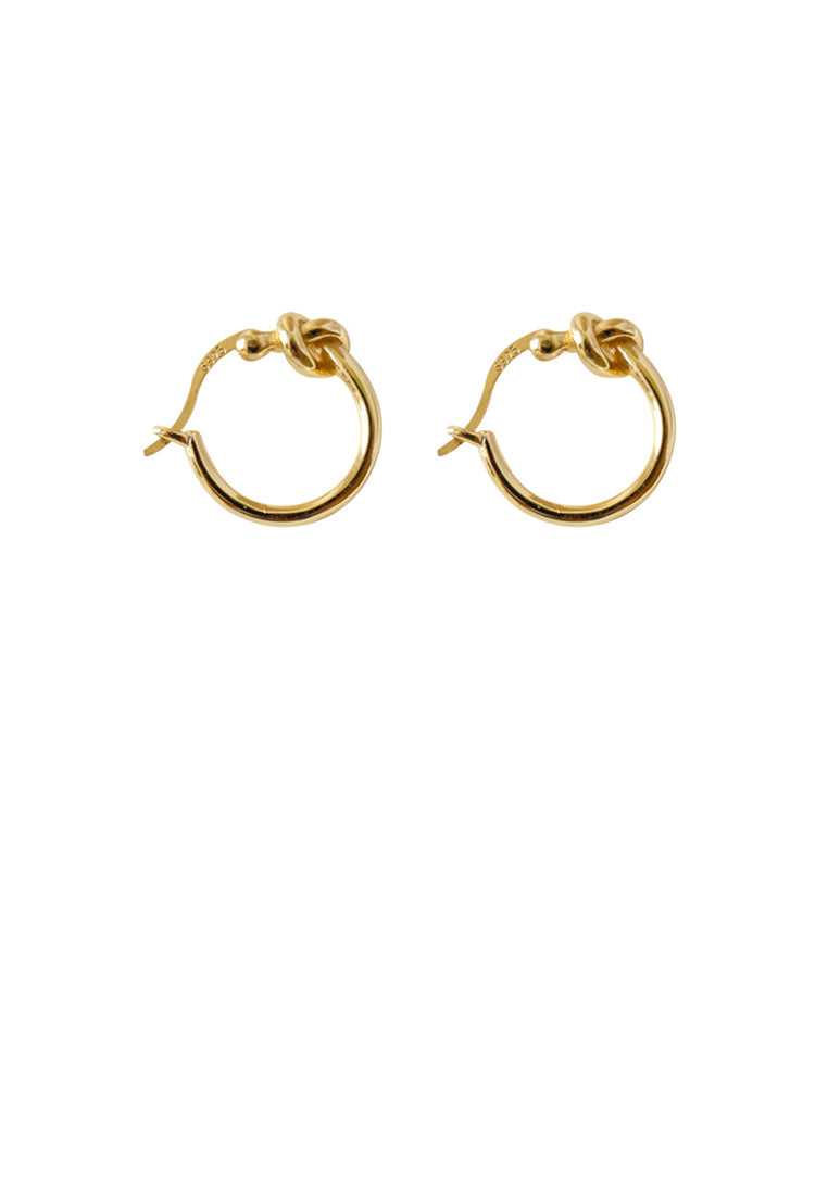 925 Sterling Silver Plated Gold Simple Fashion Knot Geometric Round Stud Earrings