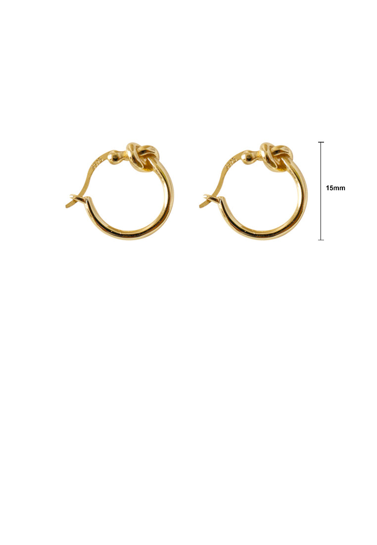 925 Sterling Silver Plated Gold Simple Fashion Knot Geometric Round Stud Earrings